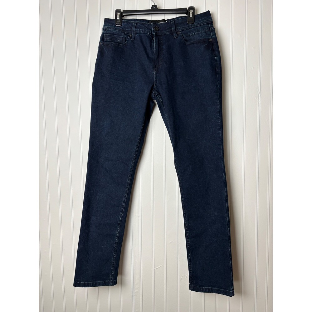 Stone Falcon Mens Slim Fit Jeans Dark Indigo Blue Stretch Denim 32x32
